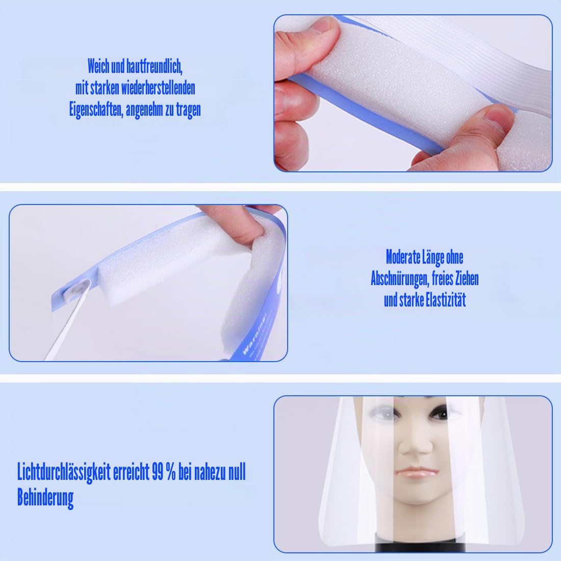 NHQZ 2 Stück Gesichtsschutz-Schirm Face Shield Gesichtsschutz-Schirm Augenschutz Spuckschutz Face-Shield Schutzschild Gesichtsschirm