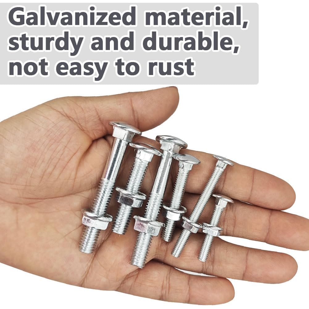 SHUNCHG M8x60 mm Coach Bolts, Cup Square Carriage Bolt and Nut Pack of 20, M8 (8mm) X 60 mm,Full Thread Coach Bolts with Hexagon Nuts - Image 4