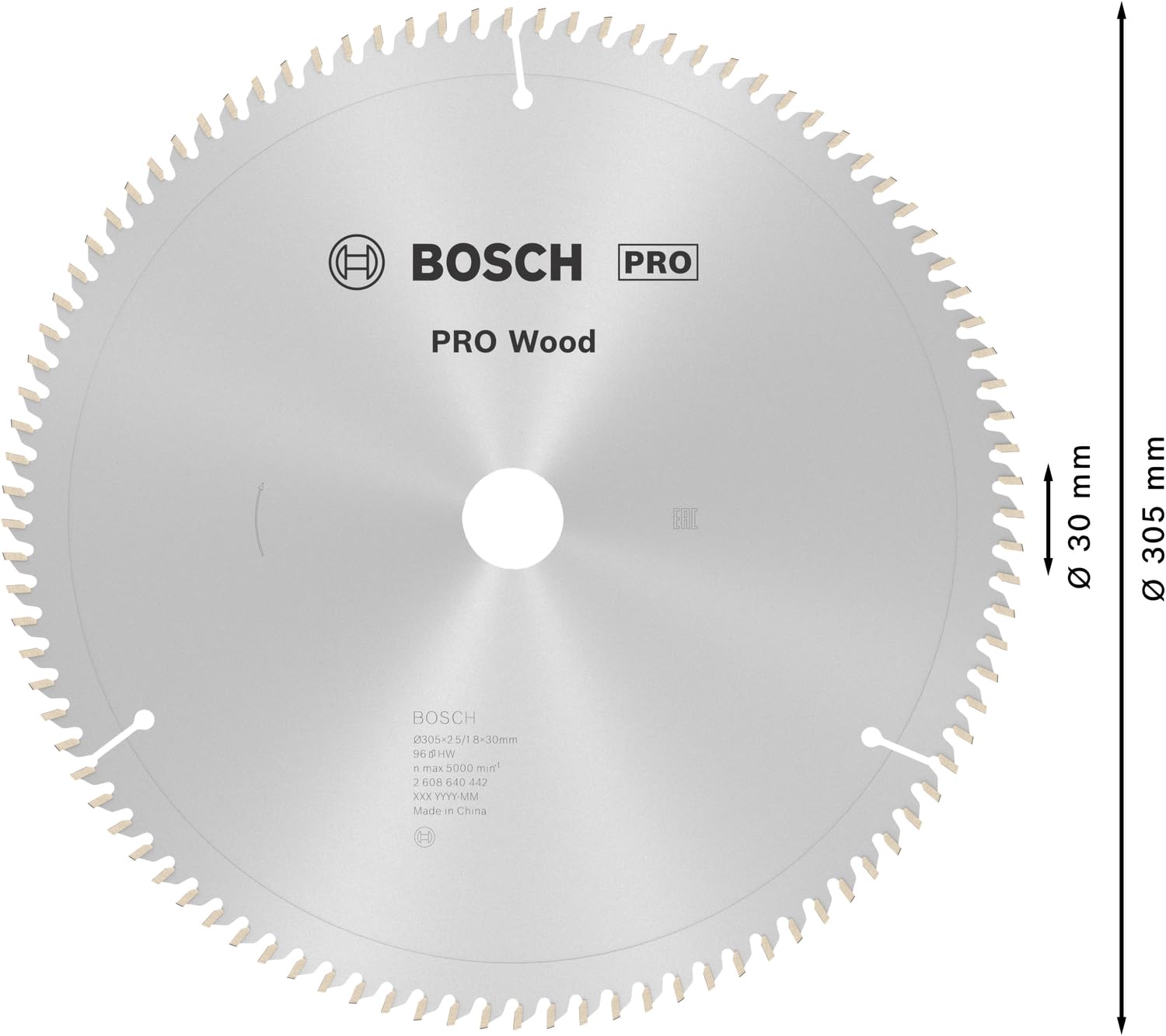 Bosch 1x Lama per sega circolare PRO Wood a filo per troncatrici (per Legno tenero, Legno duro, Ø mm, Professional Accessorio Troncatrice)