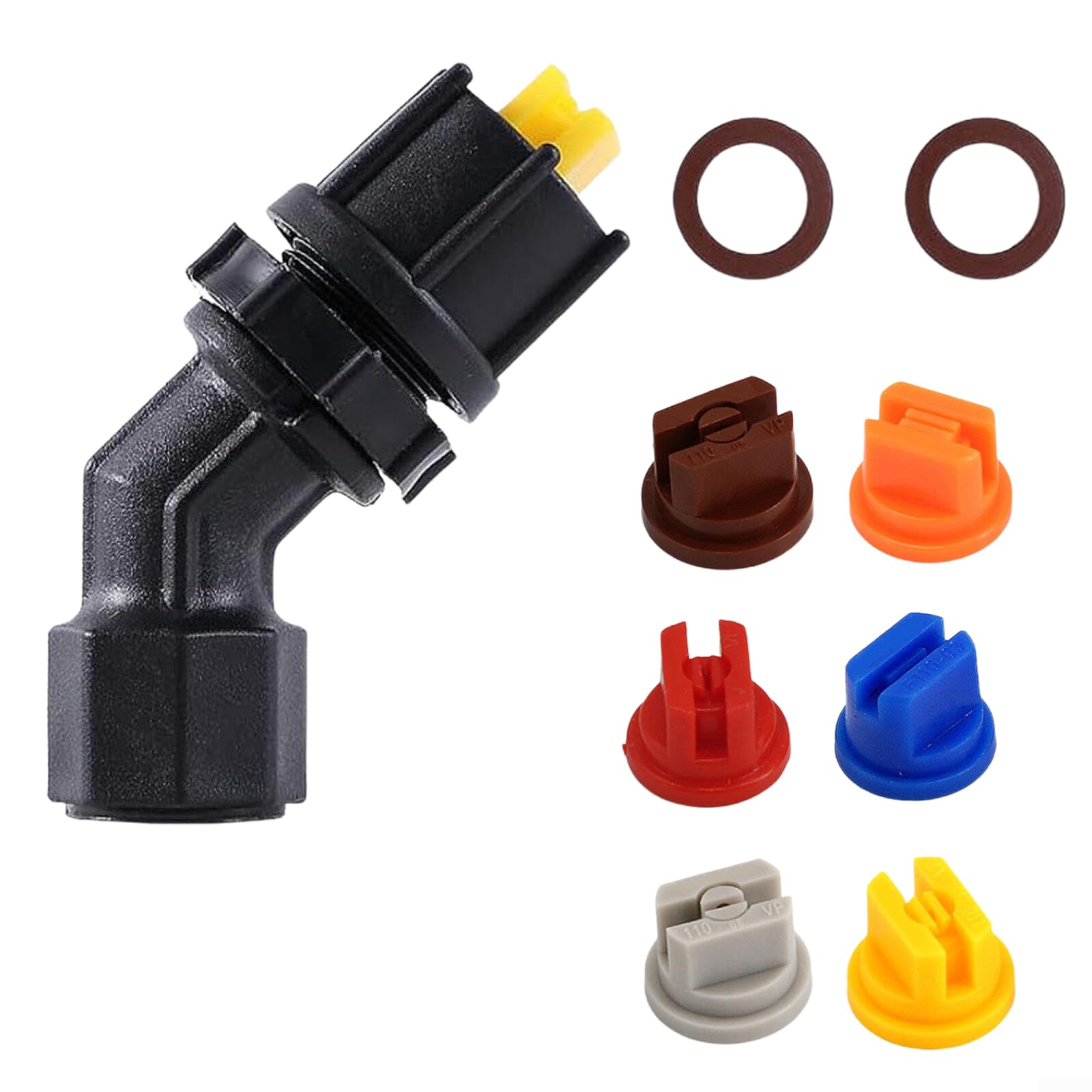 Kit 24 Ugelli Spray A Ventaglio 110° – Plastica, 6 Misure Assortite, Per Agricoltura E Diserbo