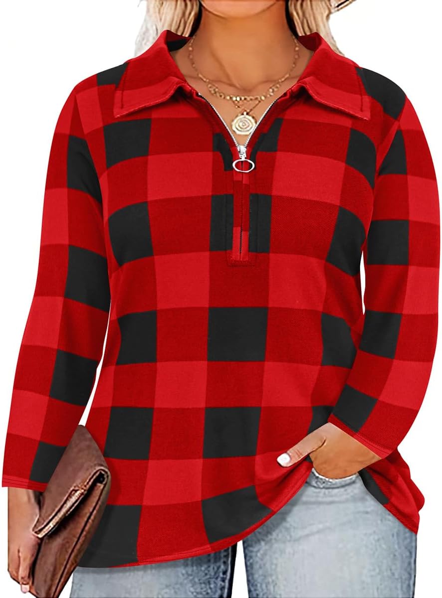 TIYOMI Plus Size Shirts Women Long Sleeves Tops Color Block Fashion Pattern Fall Winter Tunic Loose Fit XL-5XL 14W-28W