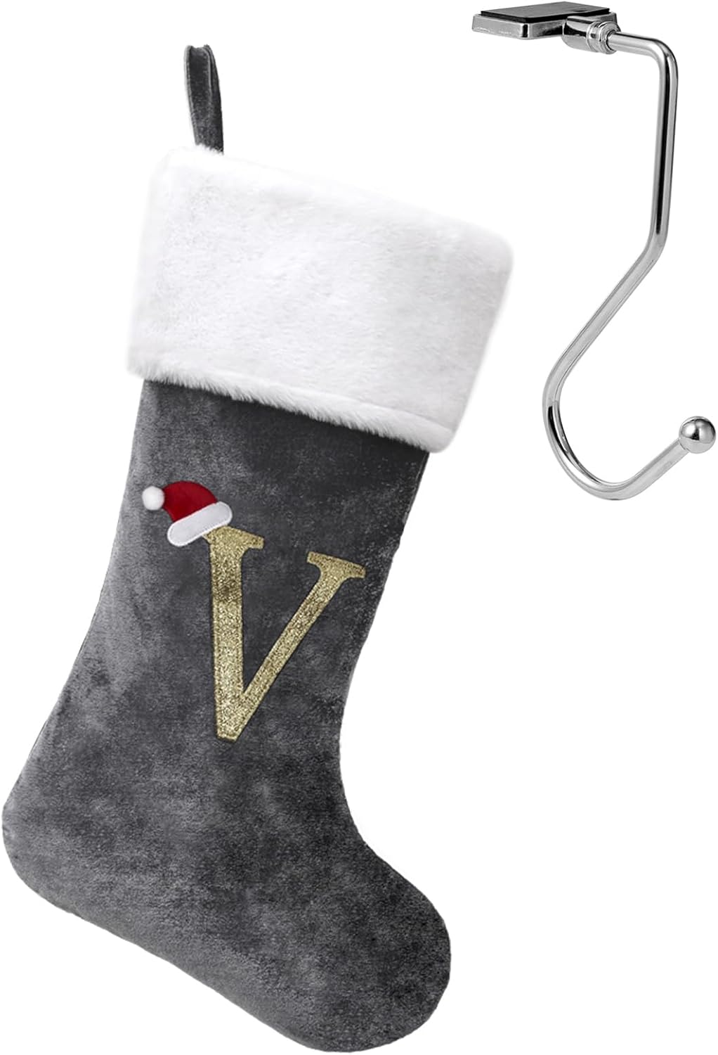 infleesh 20 Inches Grey Monogrammed Christmas Stockings