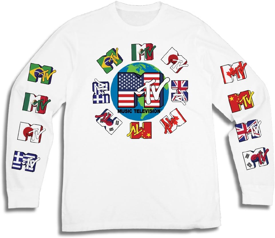 MTV Mens Long Sleeve Shirt - #TBT Mens 1980's 1990'S Clothing - I Want My Music Television T-Shirt