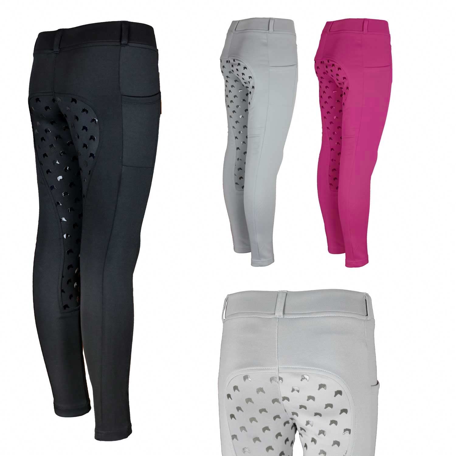 Pantaloni da equitazione per bambini, leggings da equitazione, testa di cavallo in silicone