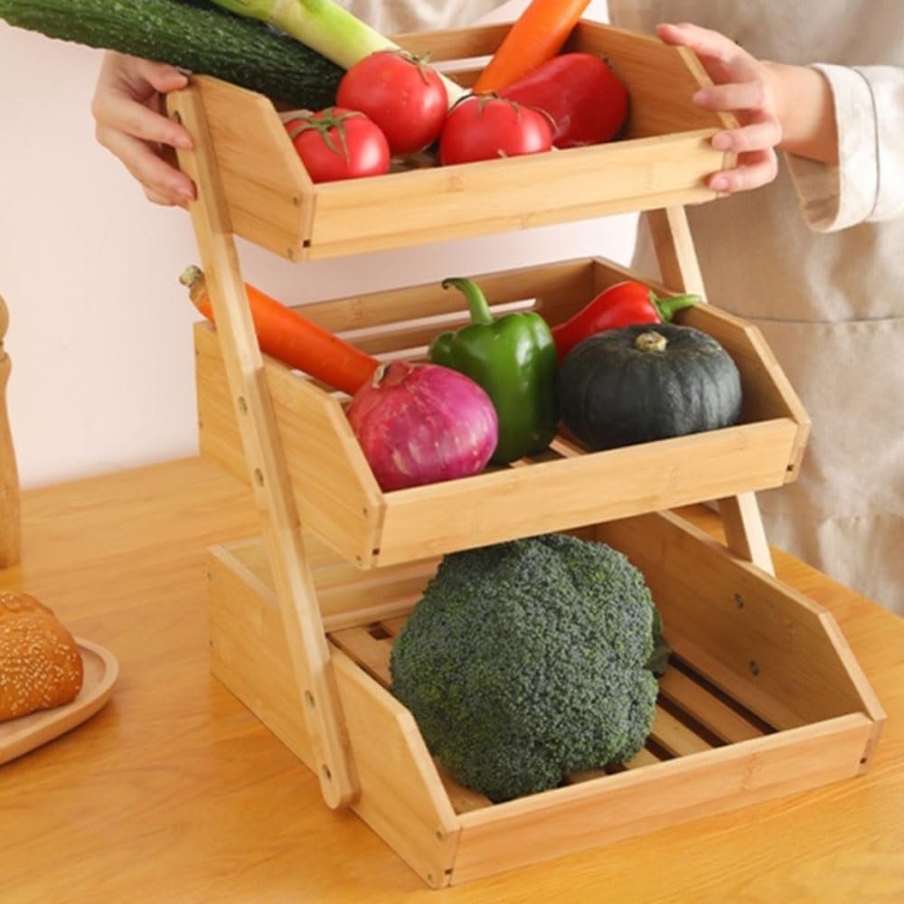 Piatto di frutta Organizer for riporre frutta e verdura a più livelli, scaffale da banco versatile for prodotti alimentari(Grande)