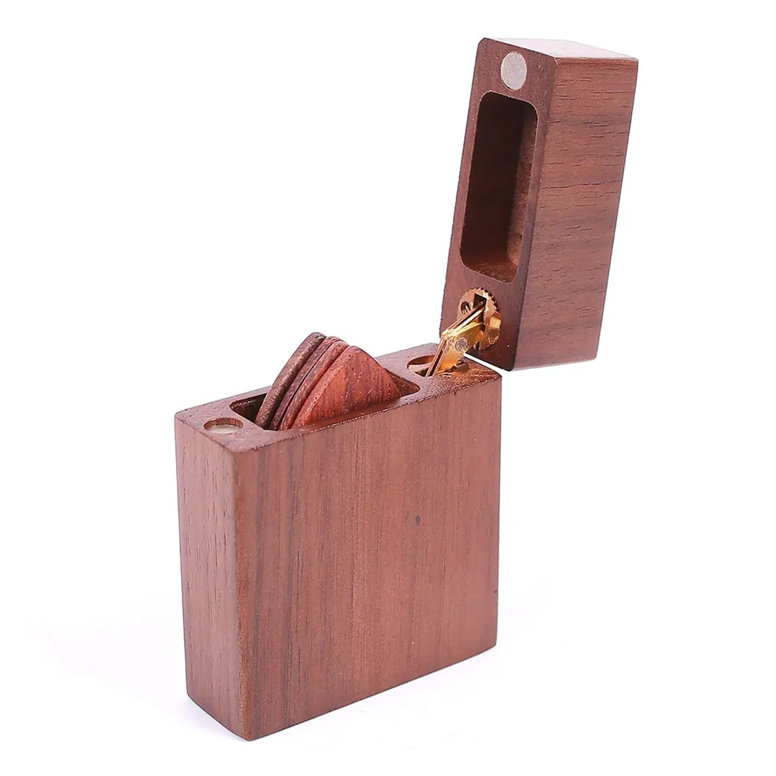 Caja De Púas De Guitarra De 5 Ranuras, Estuche De Almacenamiento Portátil | 5 ranuras, diseño compacto, protege púas, se adapta a púas de guitarra