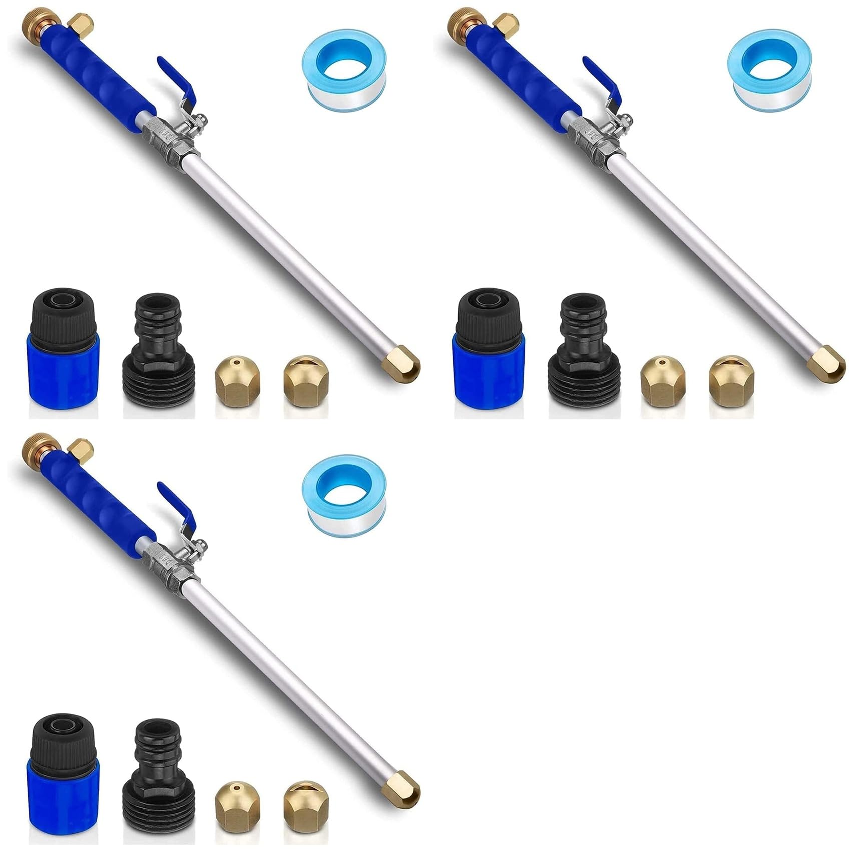Jnchdghwa 3X Hydro Jet Washer High Pressure Power Washer Wand Water Hose with 2 Hose Nozzle Auto Watering Sprayer