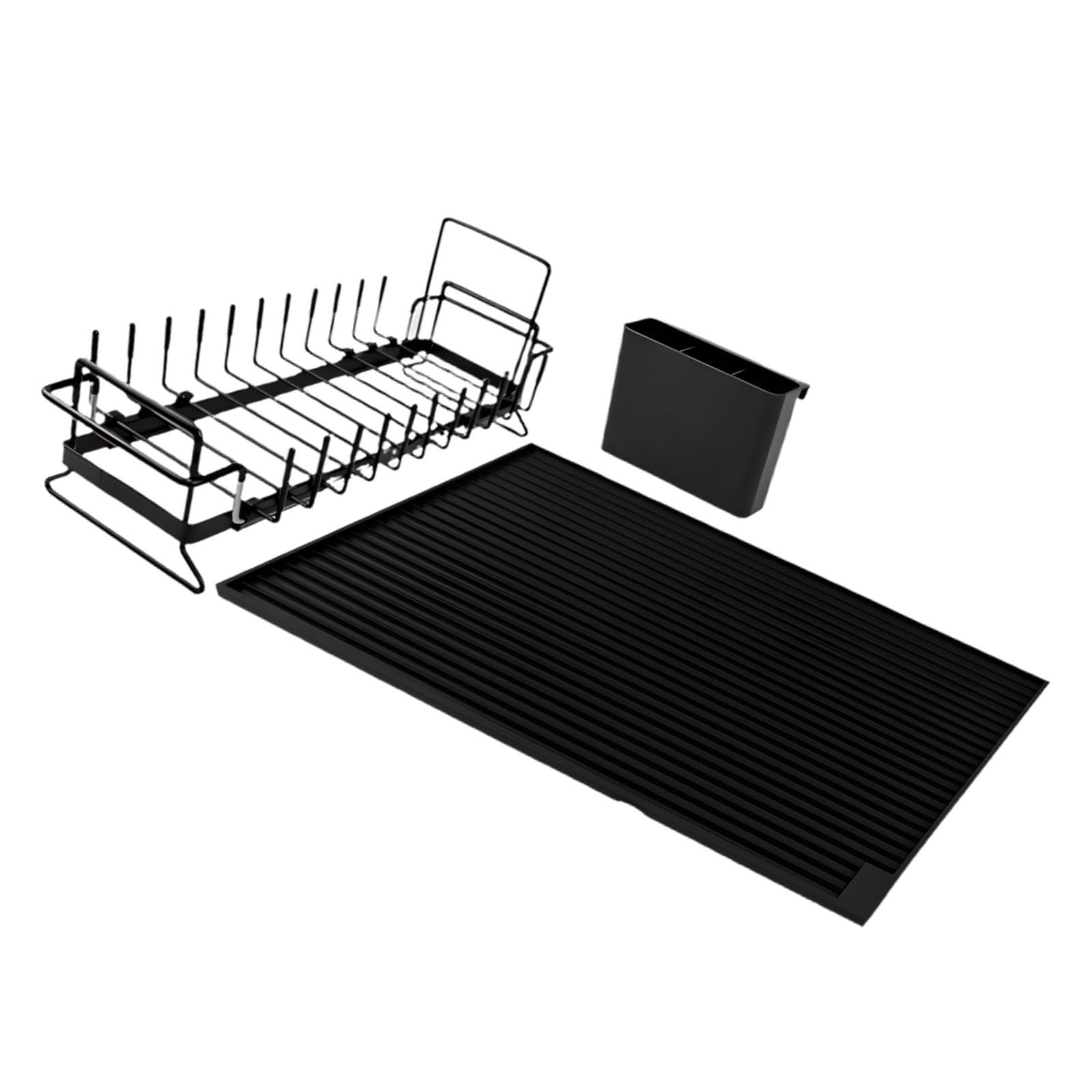 Tsophreniq Multipurpose Adjustable Expandable Drainer Rack with Silicone Drying Mat and Cutlery Holders for Kitchen Counter Kitchen Sink Rack