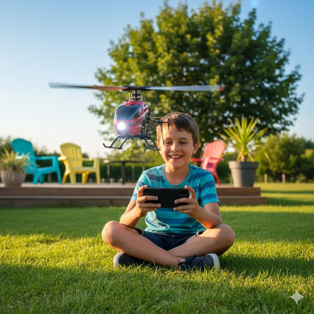 Elicottero Drone con Fotocamera 2MP Integrata WIFI, Volo Stabile e Telecomando 1-Clic, LED Frontale, Supporto Smartphone, Figure Aeree