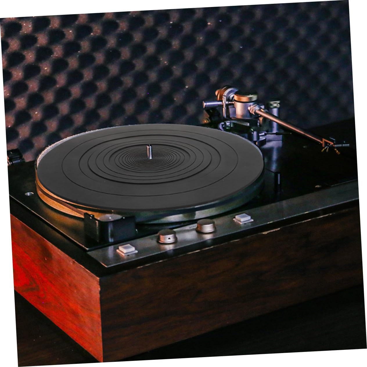 Tappetino Giradischi in Vinile Nero, Silicone, 2 Pezzi | Piatto per Dischi, Sostituzione per Pad di Protezione, Supporto Stabile e Delicato Sul Disco