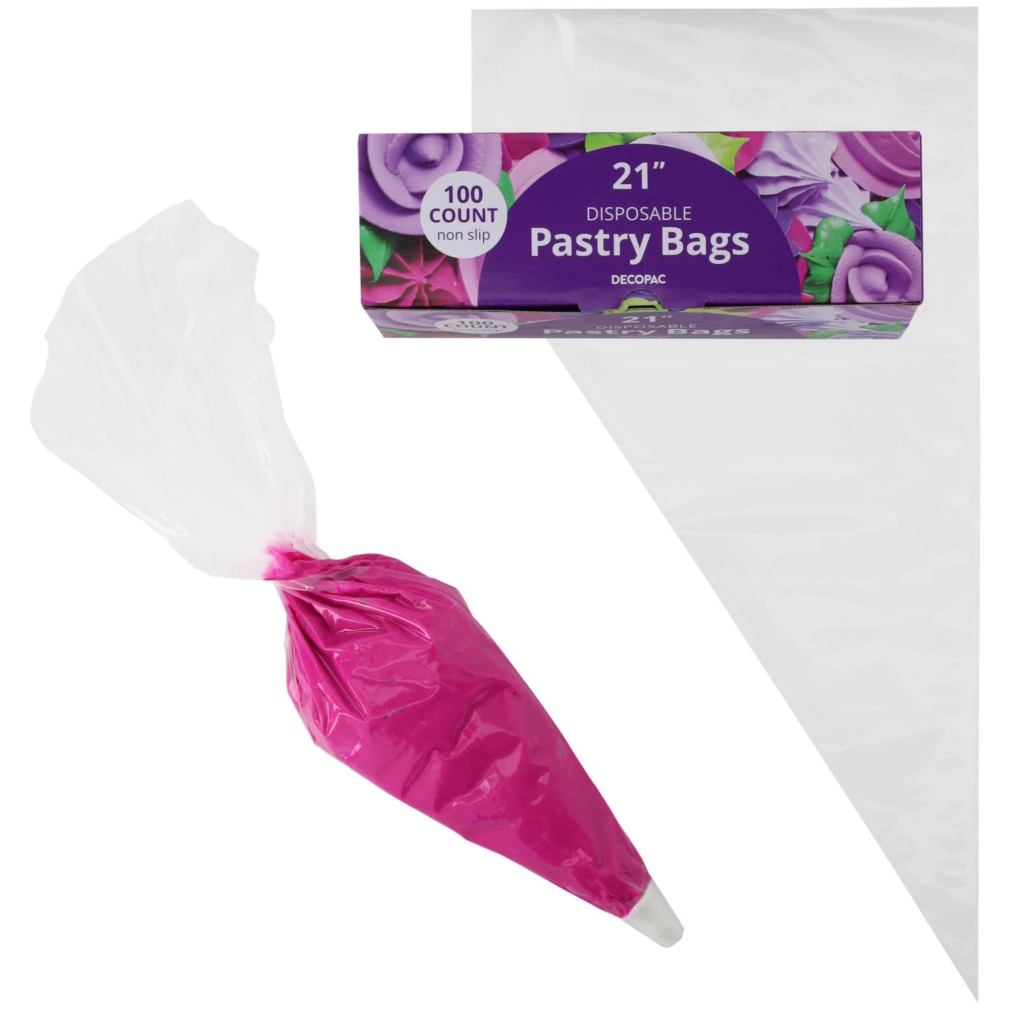 DecoPac 13592 Lot de 100 poches à pâtisserie jetables en plastique transparent