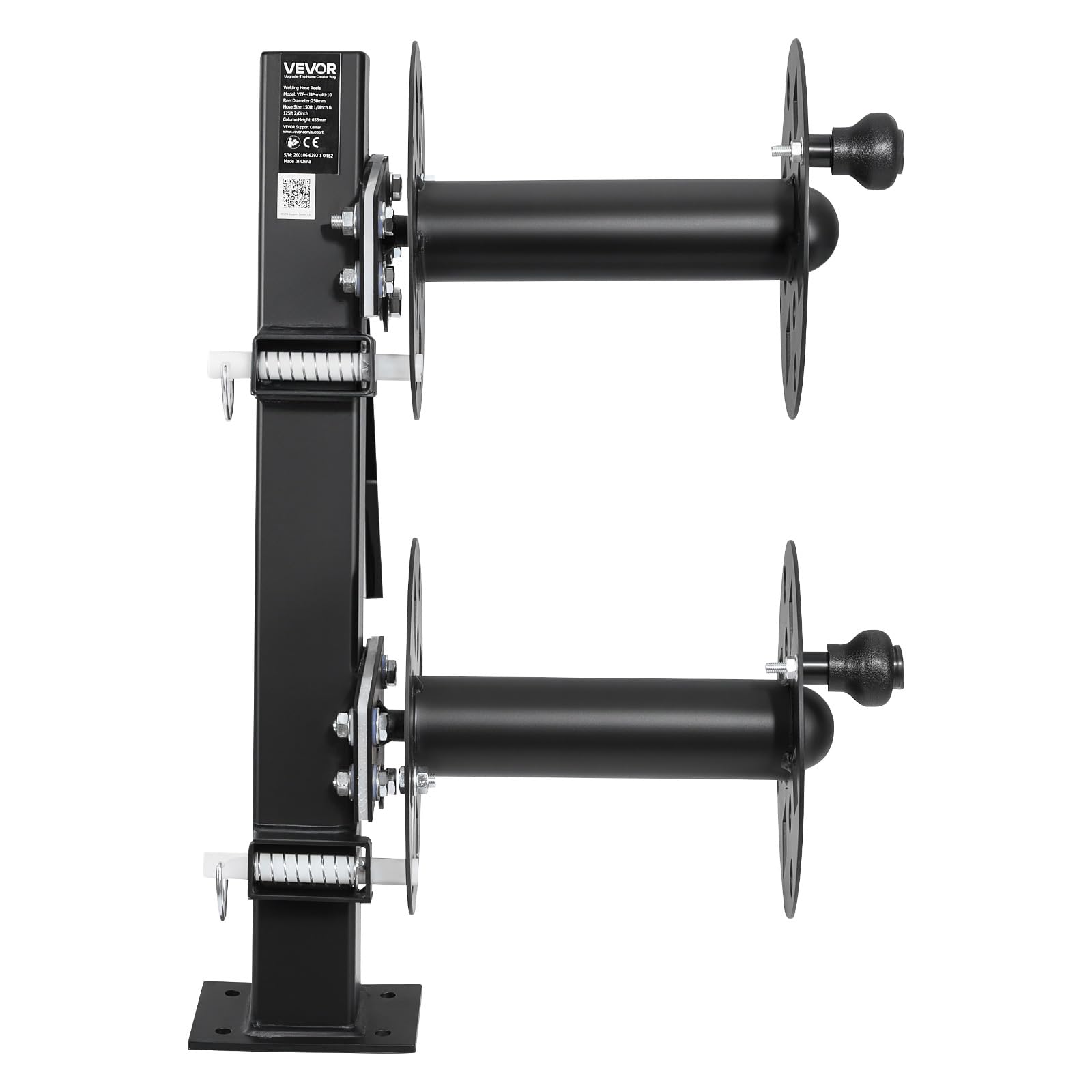 VEVOR Carrete de Cable de Soldadura Doble, Enrollador de Manguera de Acero para 45,7 m (50 mm²) y 38 m (70 mm²), con Pasador de Bloqueo para Camiones de Servicio, Mantenimiento de Flotas y Obras