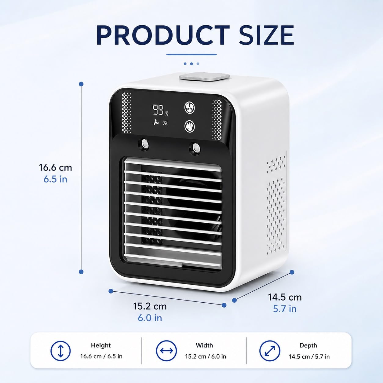 Raffreddatore d'aria portatile con umidificatore a nebbia e timer 2 ore/4 | Serbatoio da 500 Ml, Alimentazione Usb-c, Flusso D'aria Regolabile, Display Digitale, Uso Scrivania In Camera da Letto