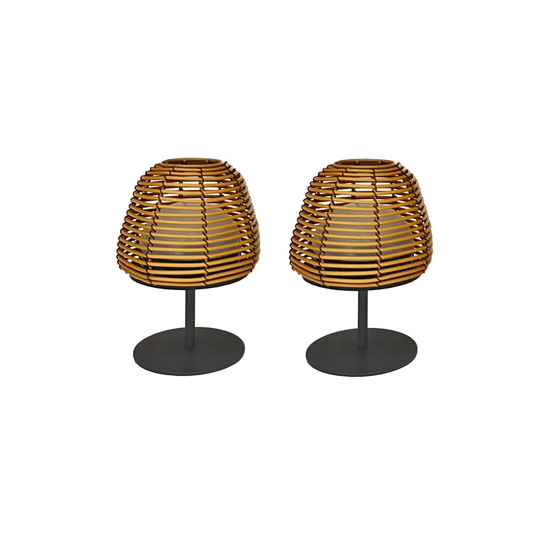 Set di 2 lampade da tavolo LED senza fili TWINS Boheme H16cm polyrattan