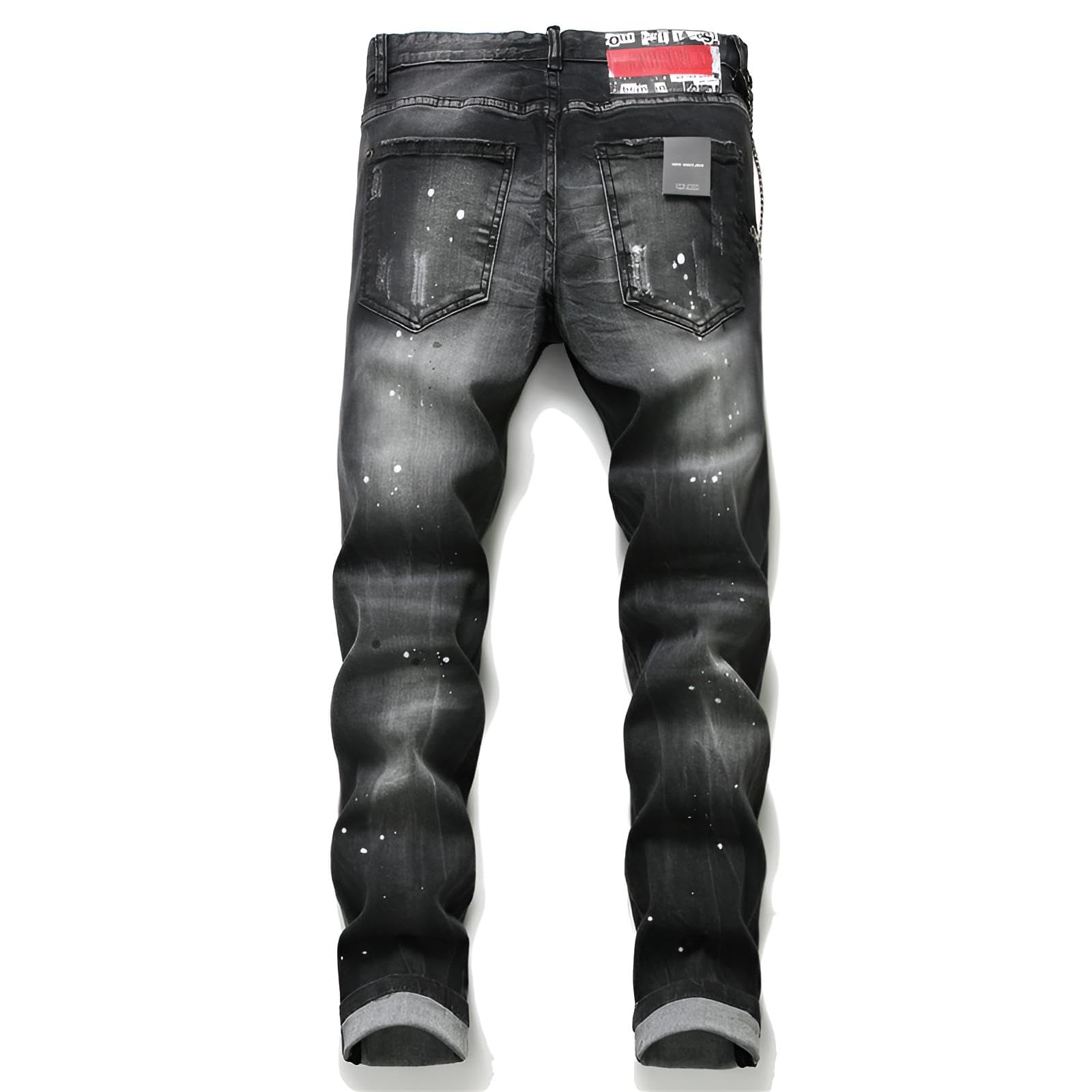 Vaqueros Hombre Slim Fit - Pantalones Vaqueros con Salpicaduras de Pintura, Jeans Denim Elástico de Estilo Urbano y Streetwear Y2K para un Look Moderno