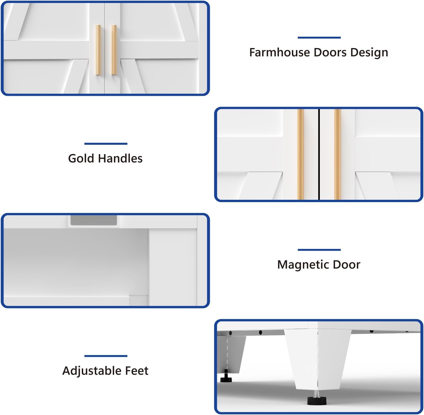 COFaR Metal Wardrobe Closet with Doors, 71'' Tall Farmhouse Bedroom Armoires with Drawers and Hanging Rod, Freestanding Steel Wardrobe Cabinet Coat Closet for Bedroom Home Office Garage, White