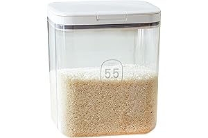 10lb Flour Storage Container - Airtight Rice Bin with Measuring Cup