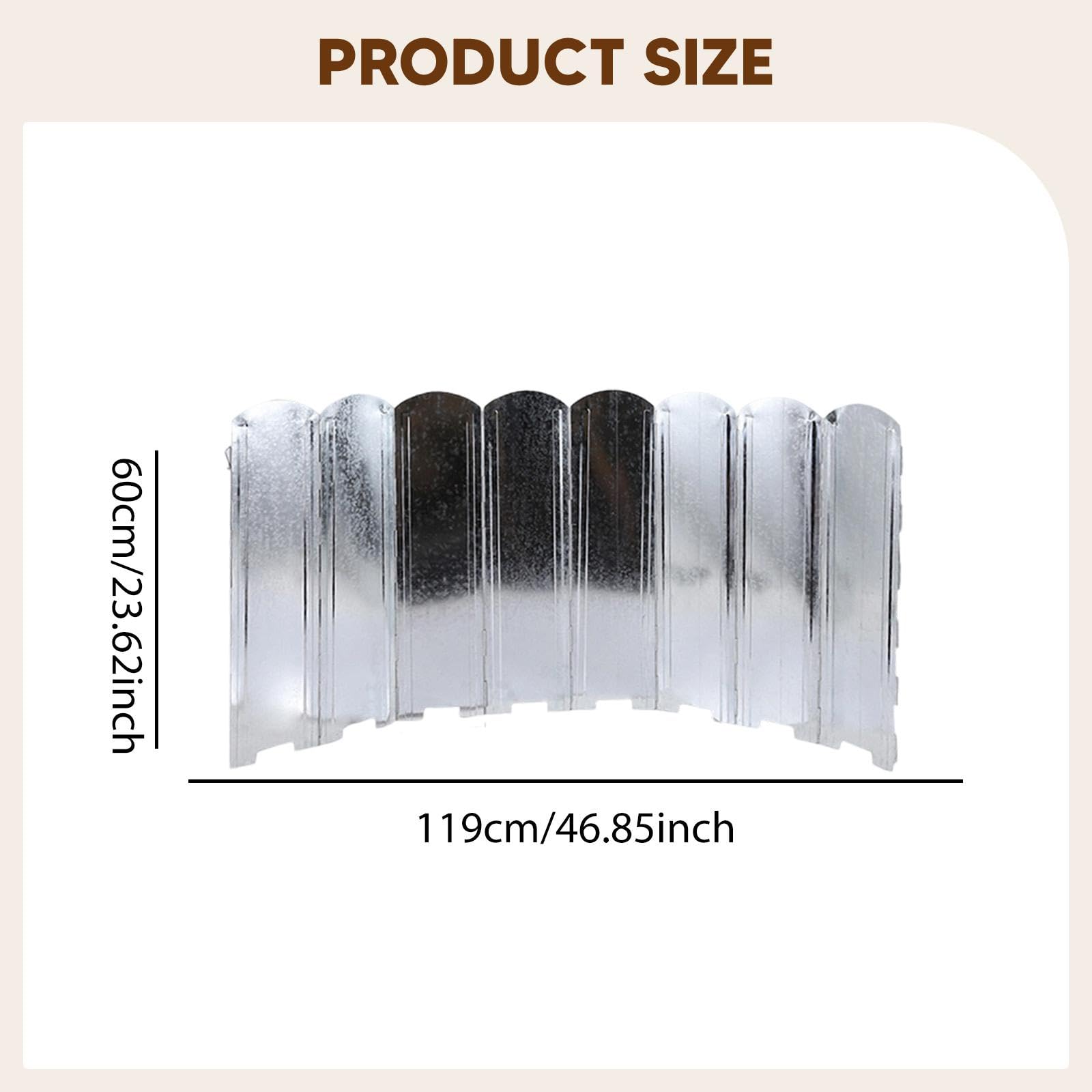 B Baosity Paraviento para Estufa de Camping Cortavientos Portátil Metálico Plegable para Cocinar con Protección de Y Estructura Duradera Adecuado para Act, Plata, 60 Cm de Altura