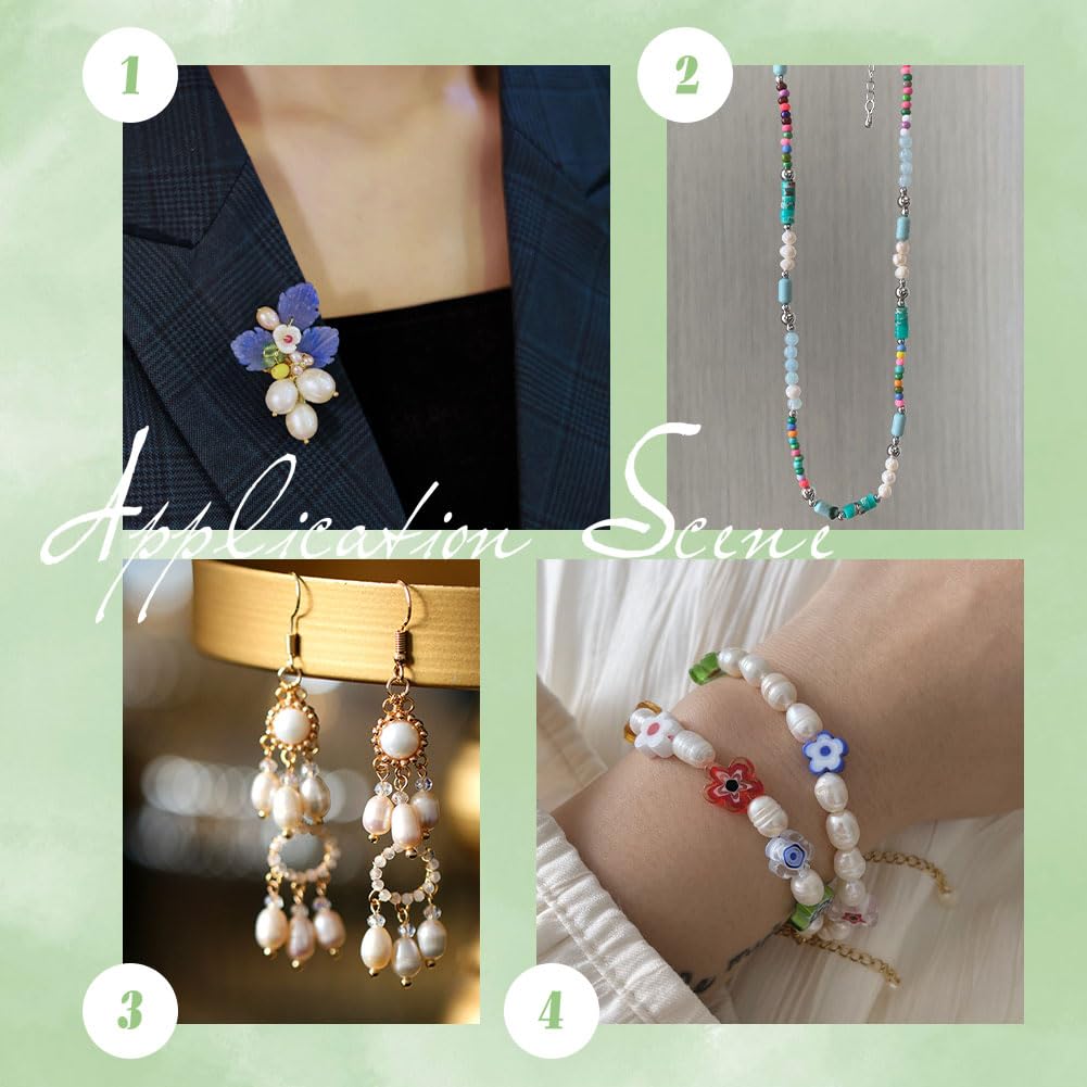 NBEADS Circa 48 Pz Perle Di Perle D'Acqua Dolce Naturale, Grado AA Riso Forma Perle Di Perle D'Acqua Dolce Cremoso Bianco Sciolto Gemma Per L'Artigianato Orecchino Bracciale Gioielli Facendo - Foto 5