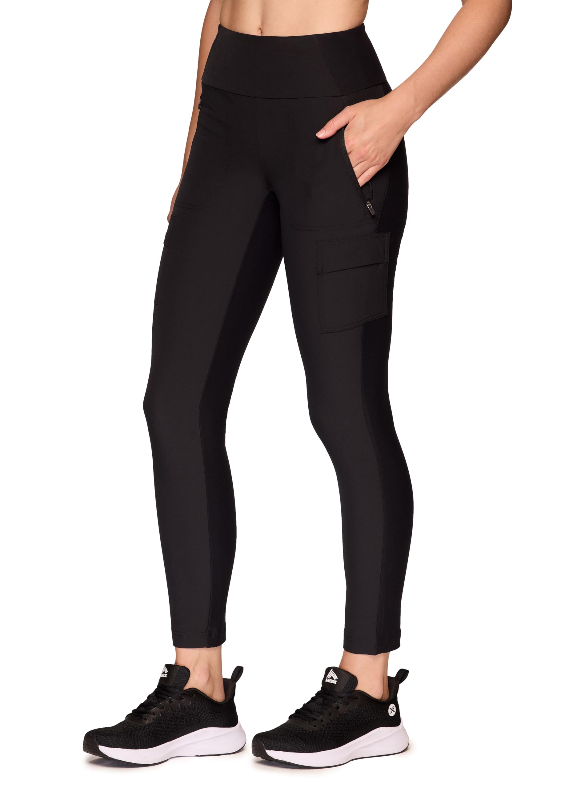 Avalanche Women's Combo Stretch Woven Front Knit Slim Fit Pant With Pockets