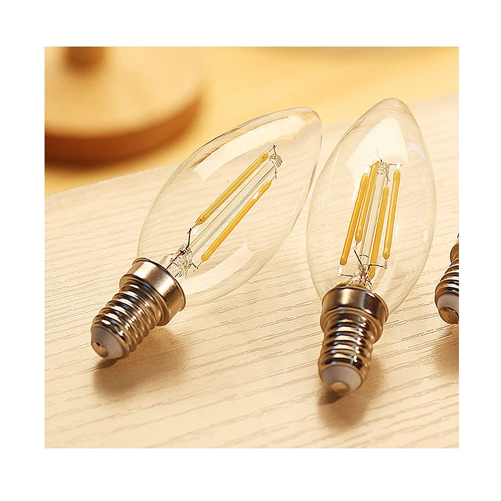 Lampadine a Candela LED E14,Lampadine a LED C35 a Vite Piccola Candelabri Non Dimmerabili Lampadina a Filamento Bianca Calda 2700K 4W(Equivalente a 40W) 20 Confezioni