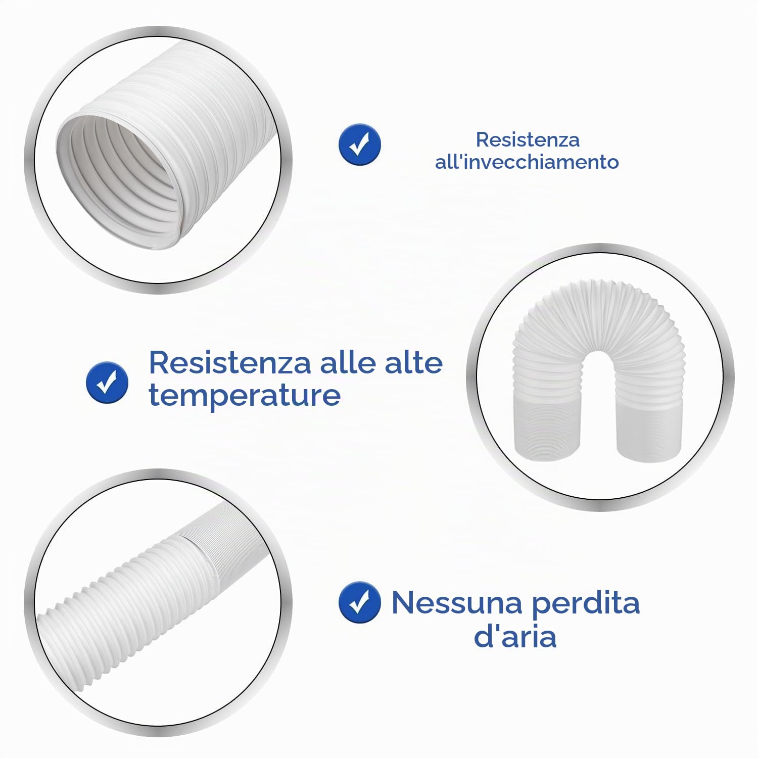 Tubo Climatizzatore Portatile, 3 metri PP Condizionatore d'Aria Tubo, Estensibile Mobile Aria Condizionata per Impianti Di Climatizzazione, Asciugatrici e Cappe Aspiranti(130mm) | Tubo di scarico estensibile con filettatura CCW per condizionatore portatil