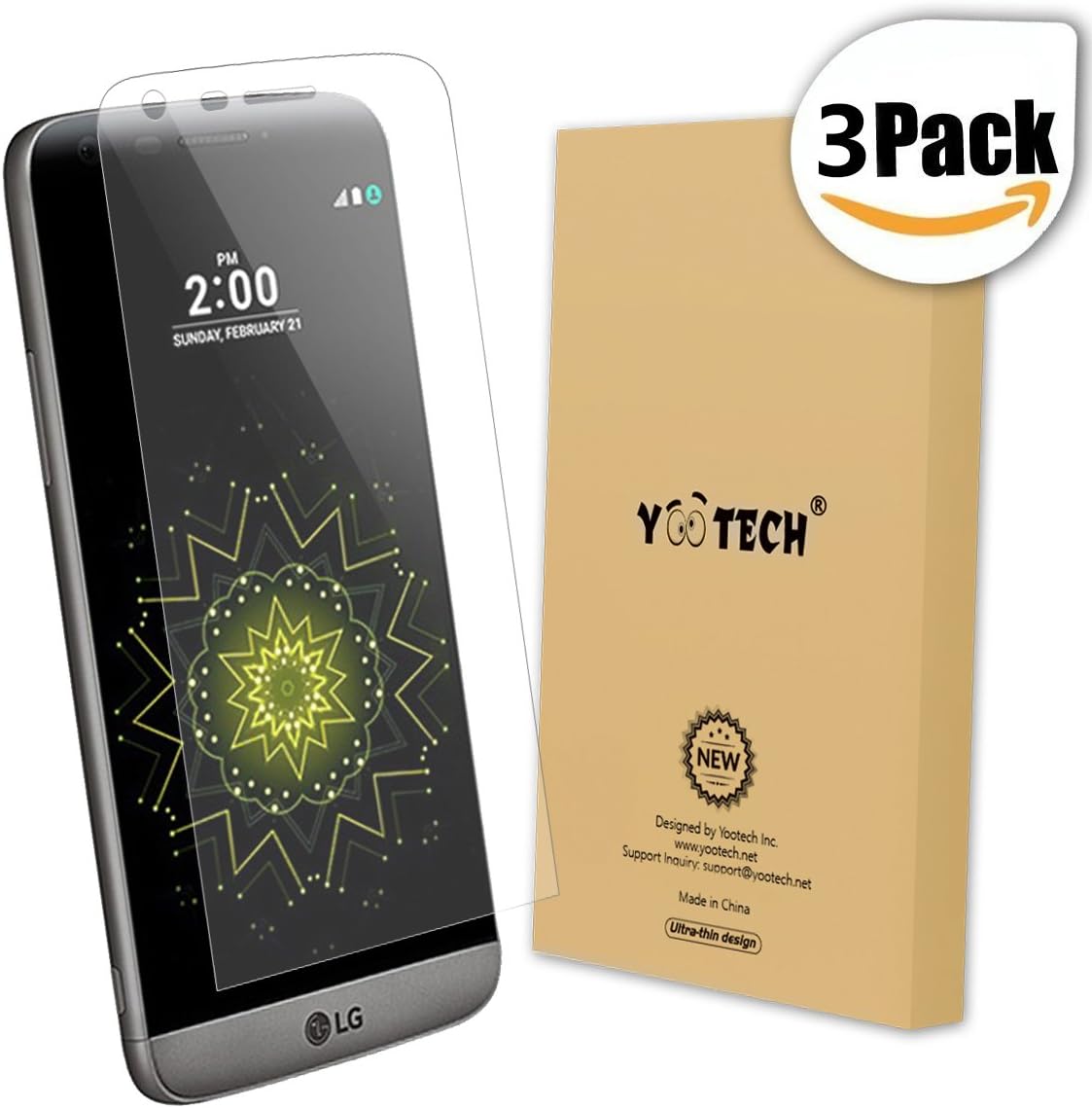 LG G5 Screen Protector [Full Coverage],Yootech [Update Version] [3-Pack] [Anti-Bubble] [HD Ultra Clear Film] Edge to Edge PET Screen Protector for LG G5,