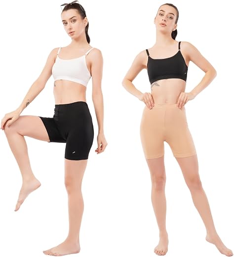 Lumeva Women's Stretchable Cycling Shorts - Skin Fit Tights for Gym, Sports, Running, Yoga and Dresses
