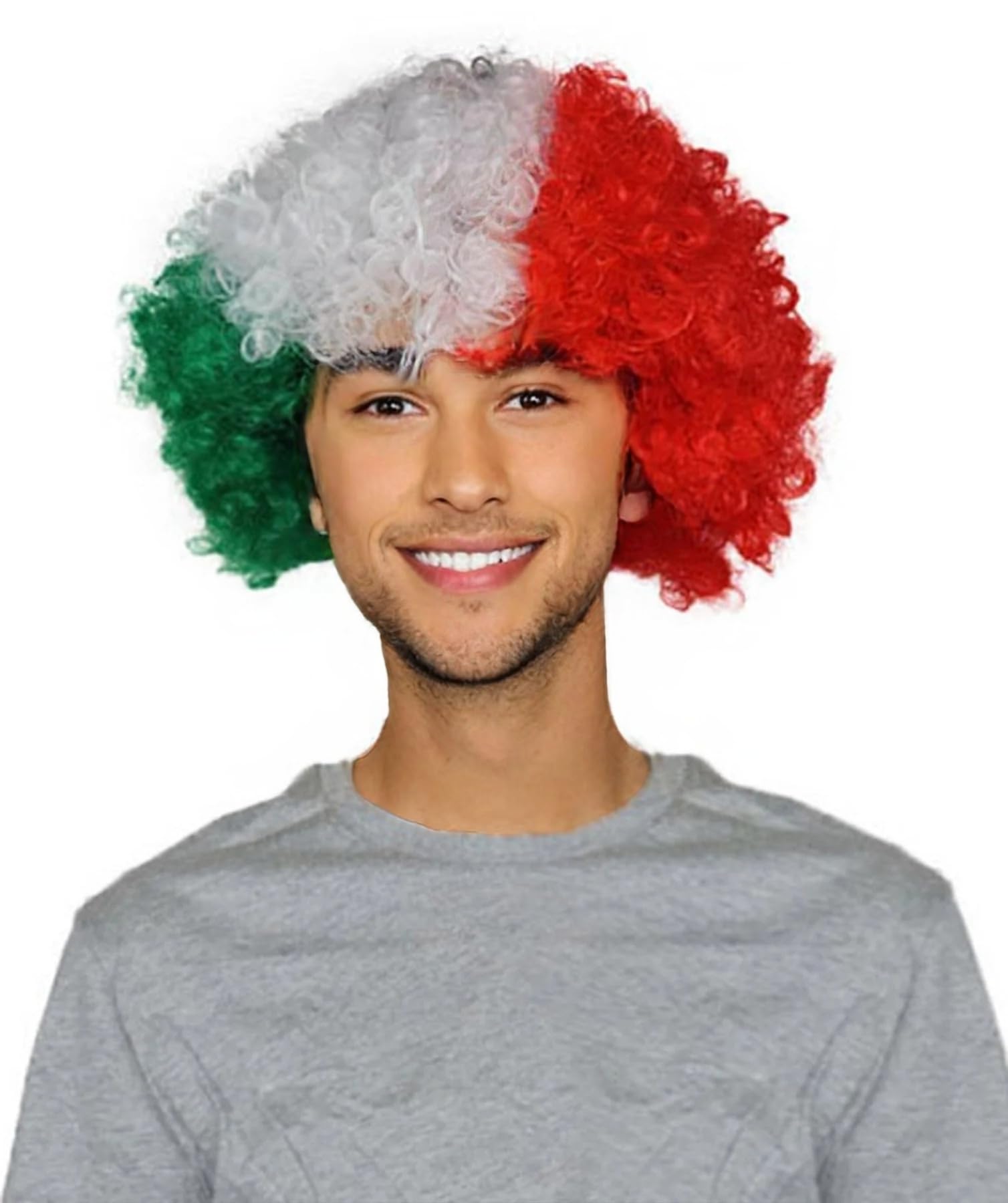 BC GOODS BY Adult Unisex Mexico Jumbo Sport Fun Wigs | Afro Patriotic Wig with Breathable Capless Cap for Men and Women| Synthetic Fiber Wig Perfect