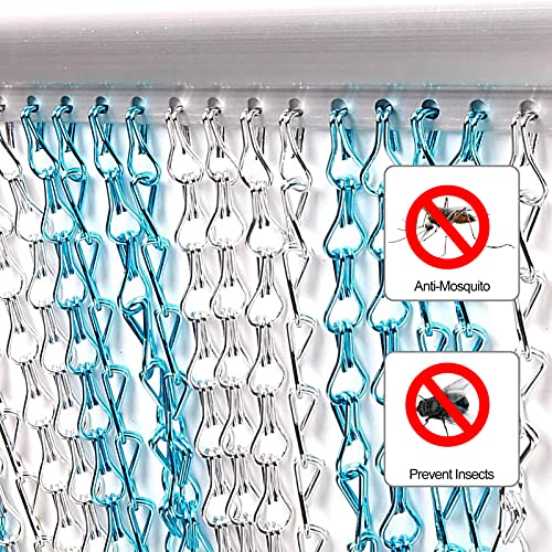 Trintion Aluminium Chain Curtain 90x214.5cm Fly Screen Premium Silver Strip Blind for Doorways, Insect Protection Indoor Outdoor - Image 4