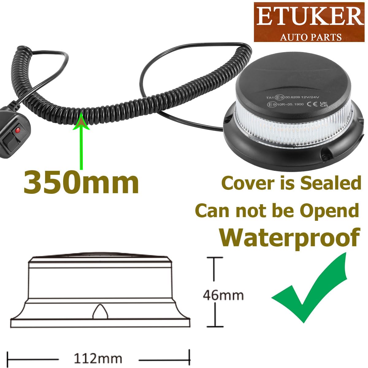 Luce LED Stroboscopica Lampeggiante 12V/24V 7 Modelli di Flash con ECE R6 R10 E9 Lampeggiante Magnetico per Trattore Agricolo