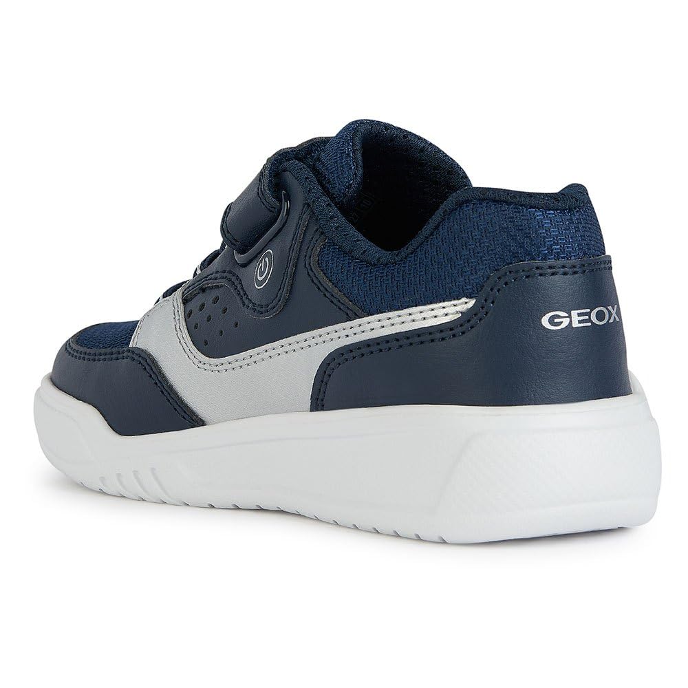 Geox J Illuminus Boy C Sneaker, Navy Silver, 11 UK Child