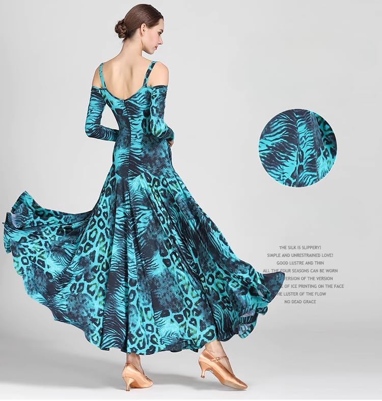 HEARTTOUCH Women Ballroom Dance Dress Long Swing Modern Waltz Dance Costume Professional Competition Party Dress