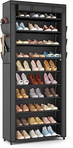 VTRIN - Zapatero alto, organizador estrecho y vertical para armario o recibidor, 10 niveles, cubierta no tejida, contiene 36-41 pares de zapatos, disponible en Yaxa Colombia