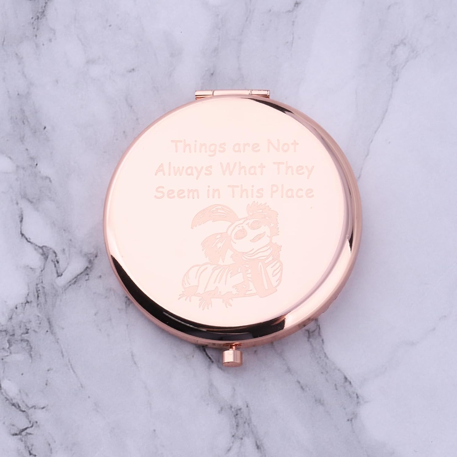 FEELMEM Movie Inspired Gift Cartoon Animal Compact Mirror Things are Not Always What They Seem in This Place Movie Quote Gift (Gold) image 5
