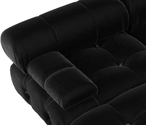 Miniatura 4 de JACH Sofás seccionales negros de 138 pulgadas, sofás de terciopelo minimalistas en forma de U, sofá modular convertible, sofá modular de lujo