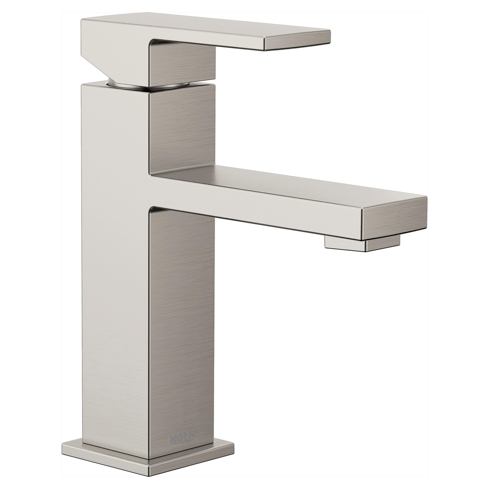 MoenRevyl Spot Resist Nickel One-Handle Single Hole Modern Bathroom Sink Faucet with Optional Deckplate and Spring Loaded Drain Assembly, 84771SRN