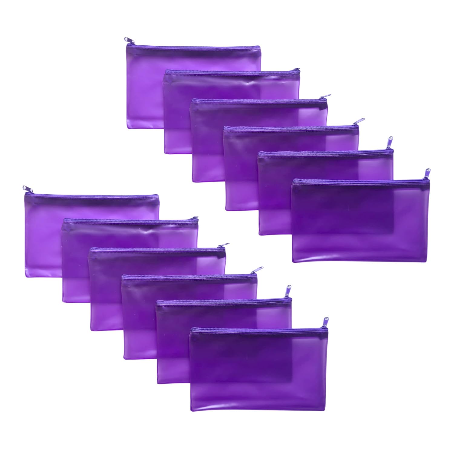 Janrax Pack of 12 Frosted Purple 8x5 Pencil Cases