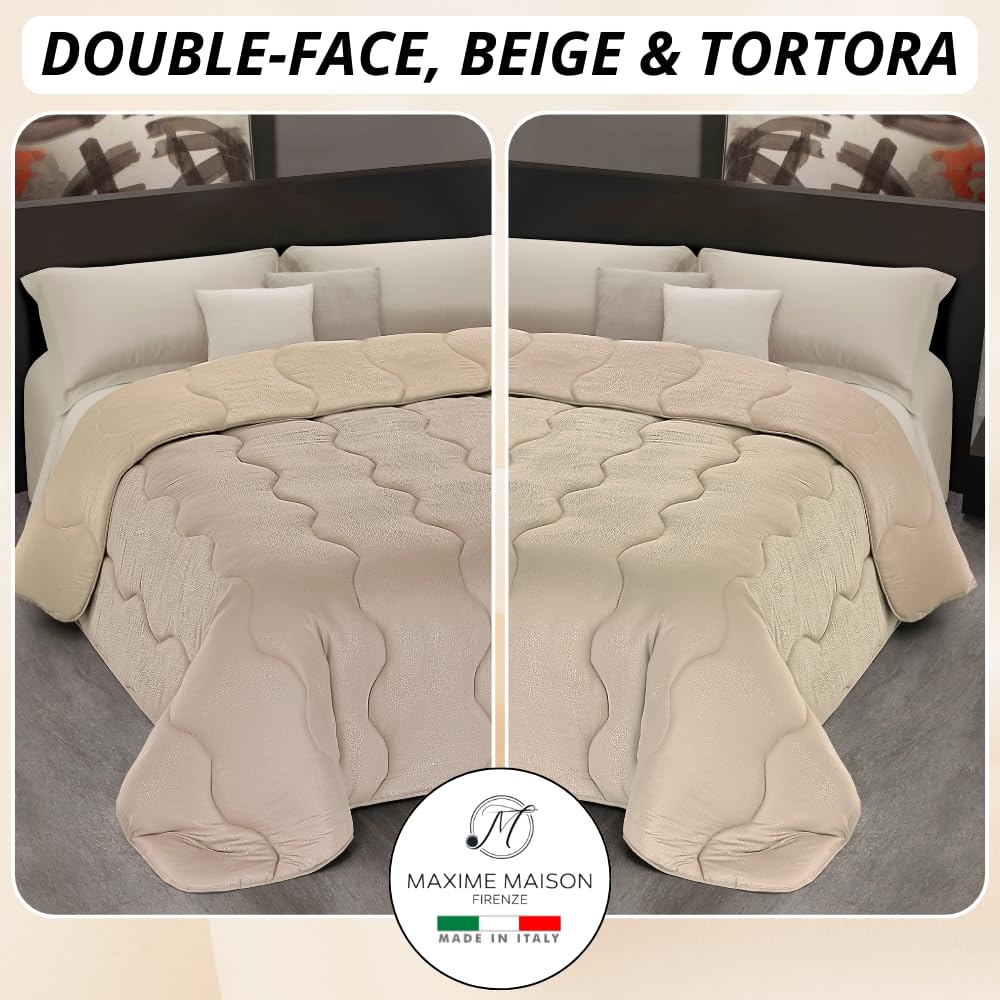 MAXIME MAISON - Trapunta Invernale Letto Singolo (300gr/mq) Piumone Letto Singolo Invernale, Coperta Calda in Microfibra, Copriletto Singolo per Stagioni Fredde, Design Double Face, Made in Italy