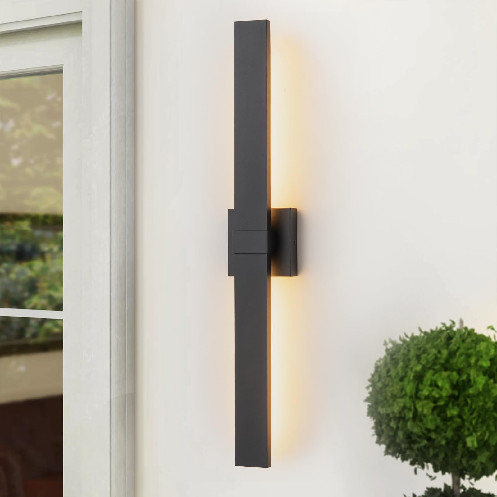 Zicbol Black Modern LED Outdoor Wall Sconce 31.5" Long Outdoor Wall Lights Exterior Lighting Fixtures for House Porch Patio Garage Front Door, Easily