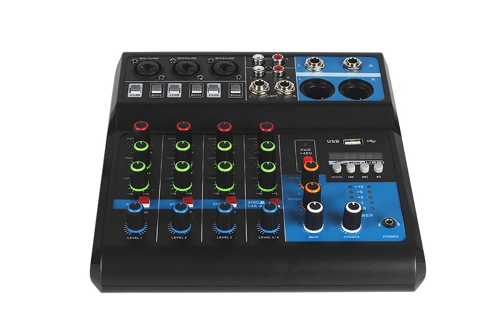 Audio Mixer 5-Channel Sound Table Professional Mixer Computer Stage Recording USB Sound Card High Low Tone DJ Equipment