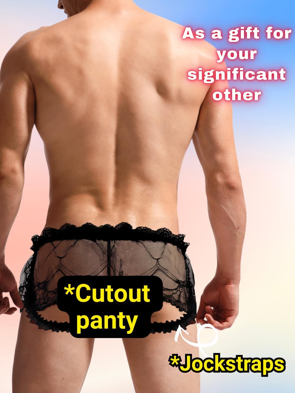 Mens Lace Sexy Underwear, Sissy Pouch Panties Femboy For Men, Low Rise Bow Lingerie Fits 34-42, Sheer Girly - Image 3