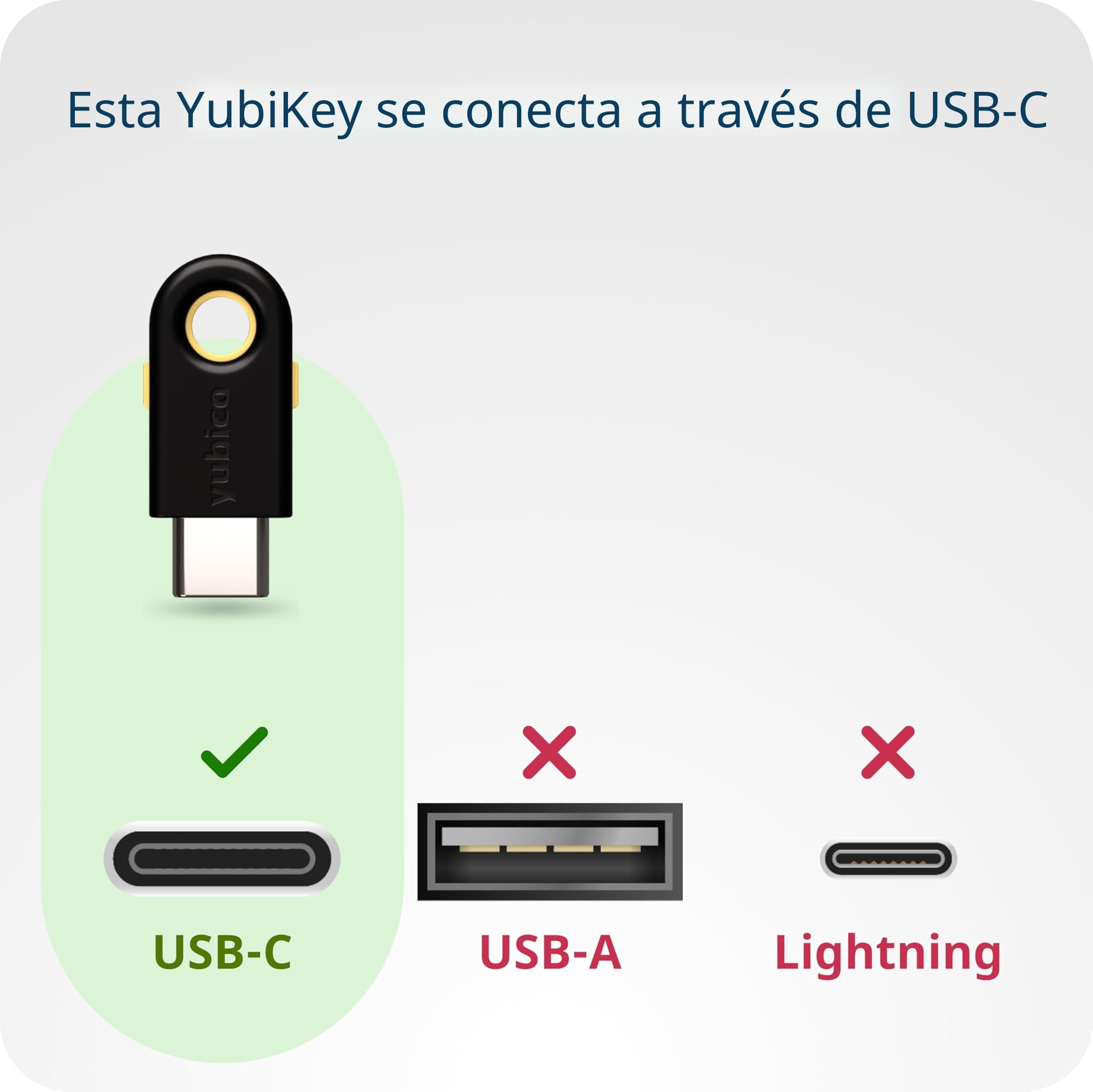 Yubico - YubiKey 5C - Llave de Seguridad para el Sistema de autenticación de Dos factores (2FA), conexión a través de USB-C, certificación FIDO - Protección para Sus Cuentas Online