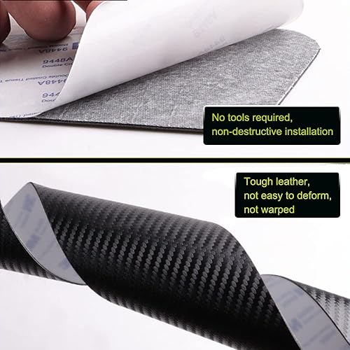 Miniatura 6 de XITER 4 unidades de protectores de umbral de puerta de cuero de fibra de carbono para puerta de entrada de puerta, placa adhesiva decorativa para