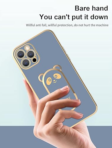 Miniatura 6 de Funda compatible con Samsung Galaxy S21 Ultra Carcasas con revestimiento 6D Panda Hidden Kickstand y protector de lente de cámara TPU cubierta