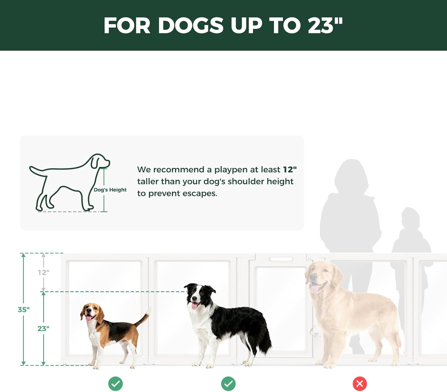 FXW AuraSpace Acrylic Indoor Dog Playpen for Medium Dogs, 35 Inch, 10 Panels, White