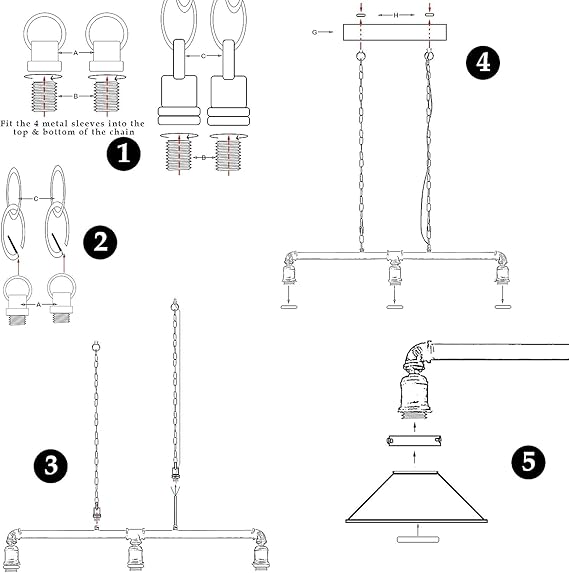LEDSone LEDSone Industrial 3 Way Vintage Retro Style Steampunk Pipe Light Bar with Lamp Shade Pendant Light Fitting Metal Pipe Lighting Ceiling Light (Geborsteld koper) photo 3