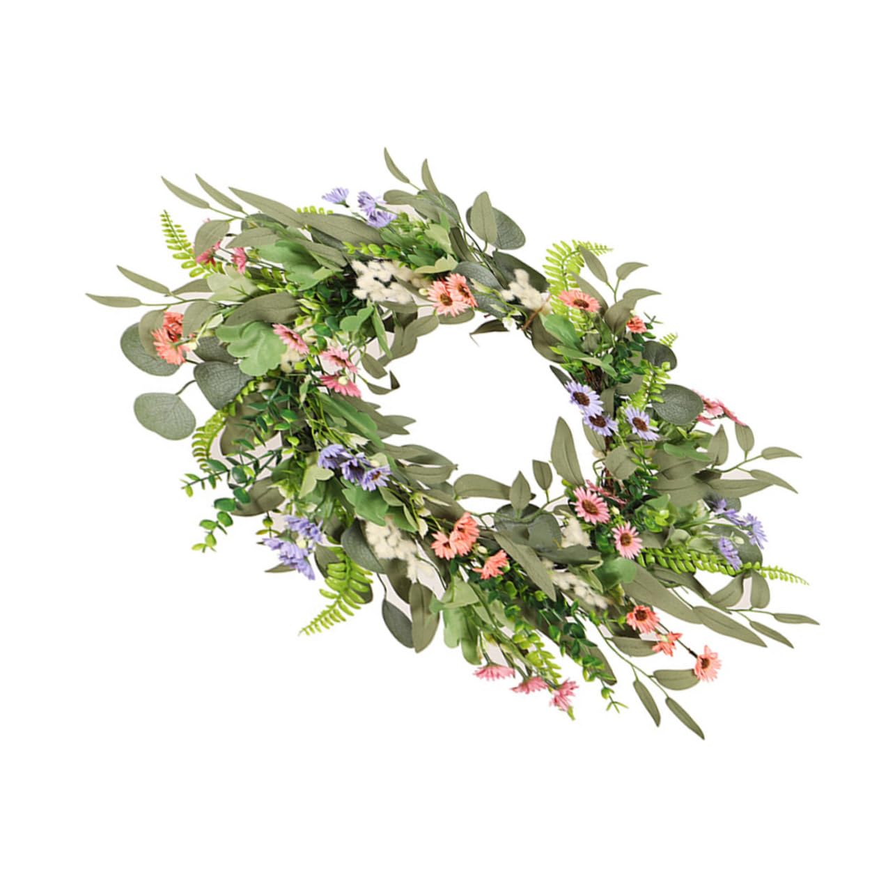 Künstlicher Eukalyptuskranz mit Gänseblümchen als Sommerfest Haustürkranz Romantischer Blumenkranz als Abschlussgeschenk Langlebige und Elegante Dekoration