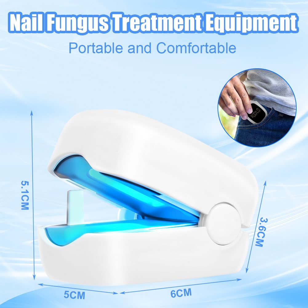 AOOWU Dispositivo de Limpieza de Hongos en Uñas, Profesional Dispositivo de Láser de Hongos Uñas Luz Invisible de 940nm y luz Azul de 500nm, Aparato de Tratamiento de Hongos de Uñas con Pantalla LED