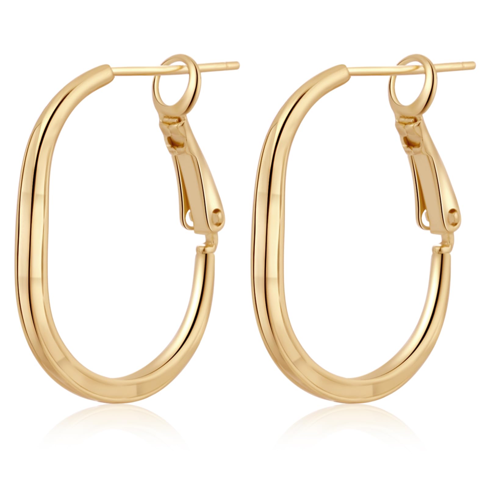 ToHeart 14k Gold Hoop Earrings for Womens Rectangle Hoop Earrings Gold Plated Small Hoops